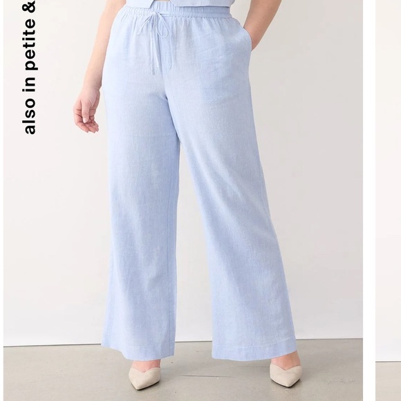 BNWOT - Reitmans Light blue wide leg linen pants - Small Petite - Picture 1 of 10